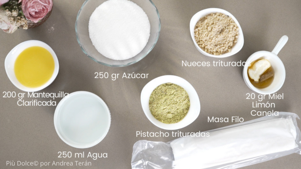 Baklava ingredientes